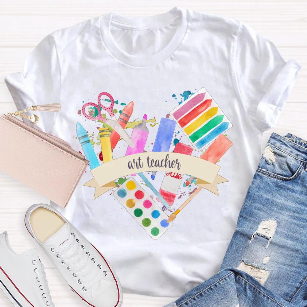 Art Teacher Coloring Palettes And Colored Pencils Teacher T-shirt