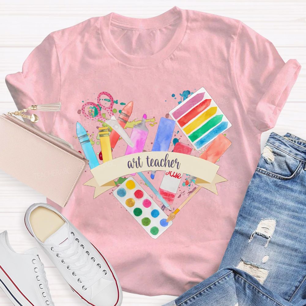 Art Teacher Coloring Palettes And Colored Pencils Teacher T-shirt