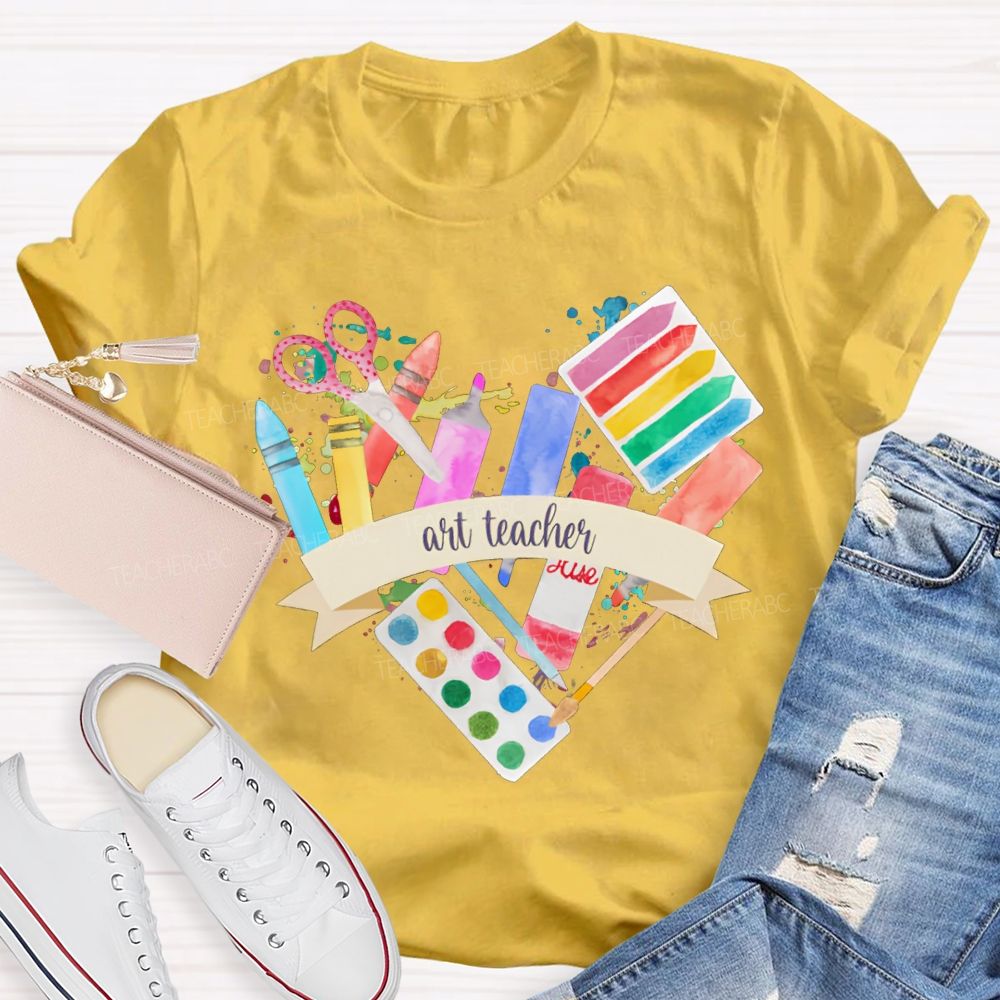 Art Teacher Coloring Palettes And Colored Pencils Teacher T-shirt