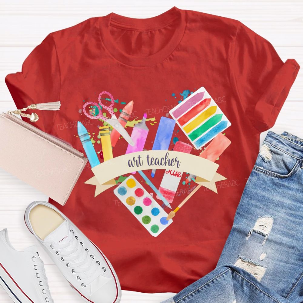 Art Teacher Coloring Palettes And Colored Pencils Teacher T-shirt