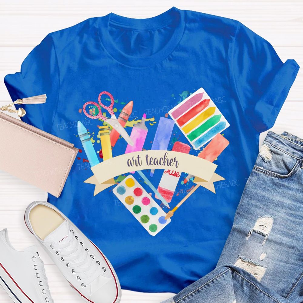 Art Teacher Coloring Palettes And Colored Pencils Teacher T-shirt