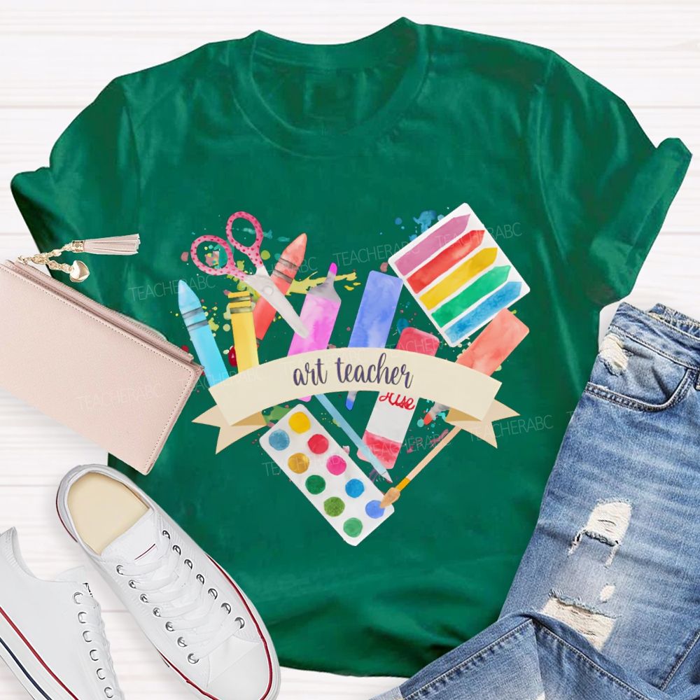 Art Teacher Coloring Palettes And Colored Pencils Teacher T-shirt