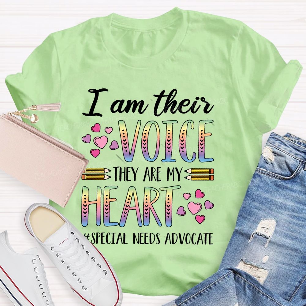 I Am Their Voice They Are My Heart Special Needs Advocate Teacher T-shirt