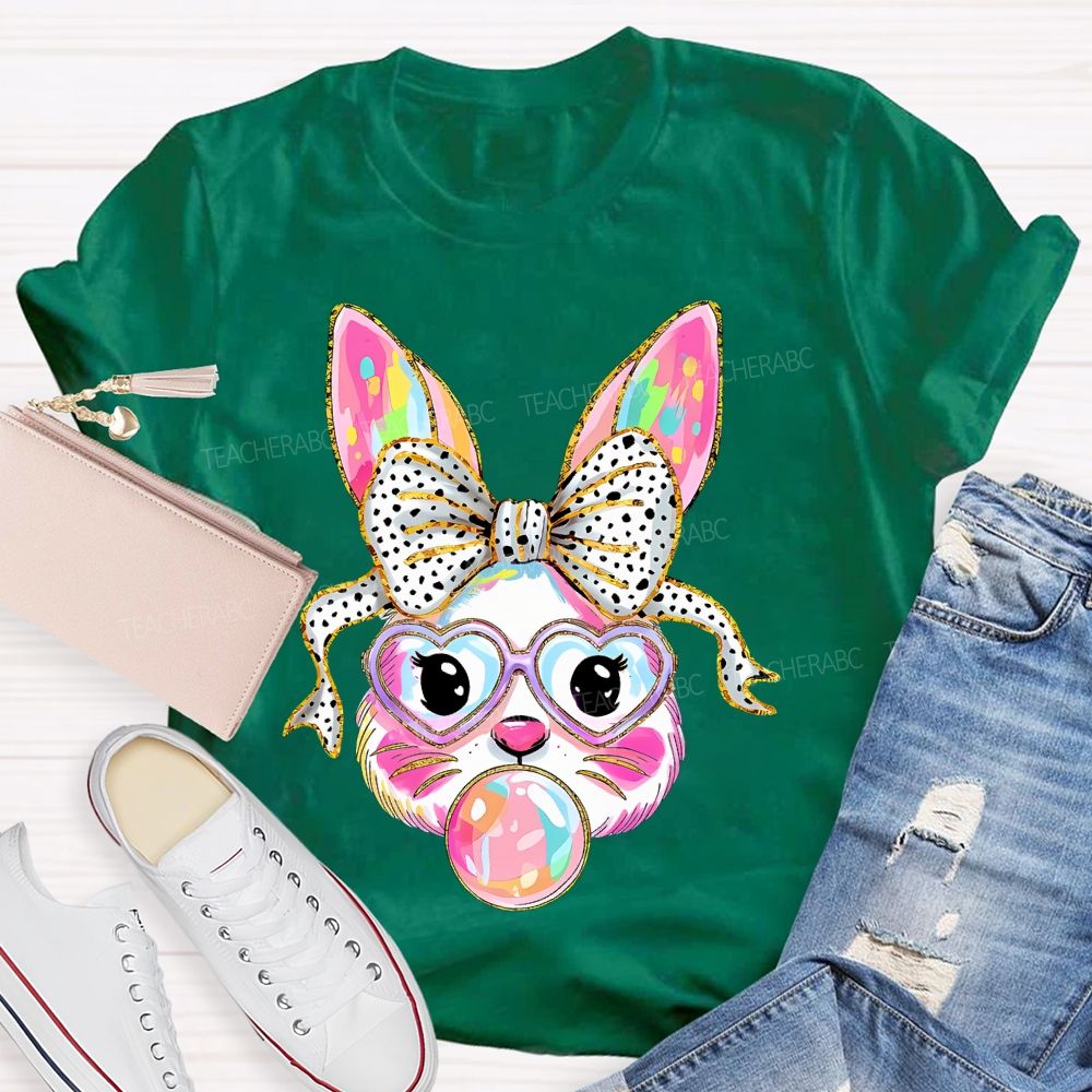 Colorful Bunny Graphic Teacher T-shirt