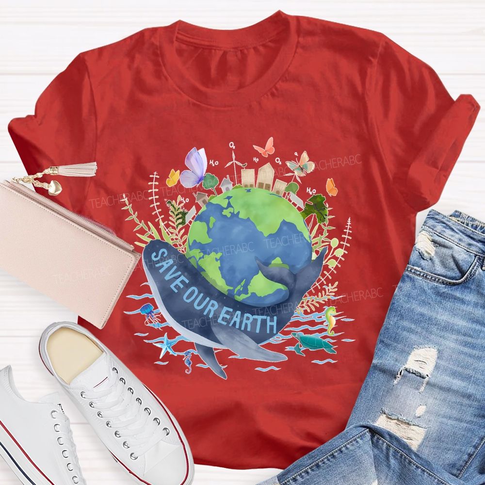 Save Our Earth Butterfly  Teacher T-shirt
