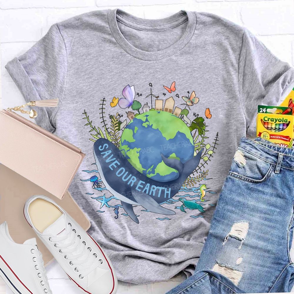 Save Our Earth Butterfly  Teacher T-shirt