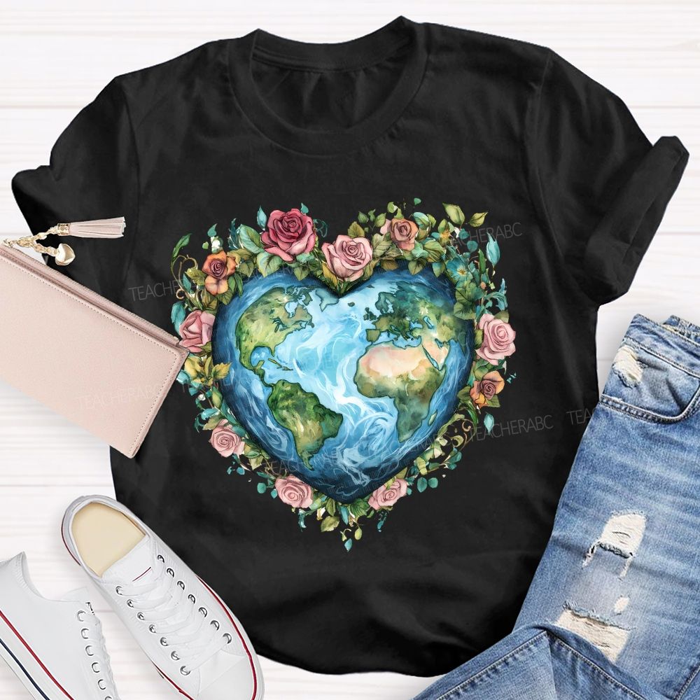 Love Earth Rose  Teacher T-shirt