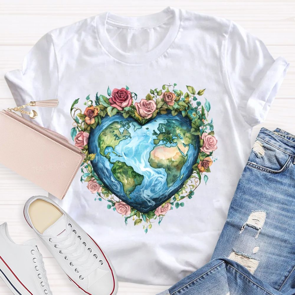 Love Earth Rose  Teacher T-shirt