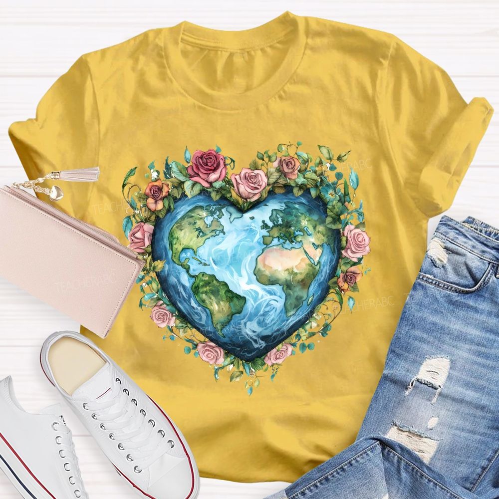 Love Earth Rose  Teacher T-shirt