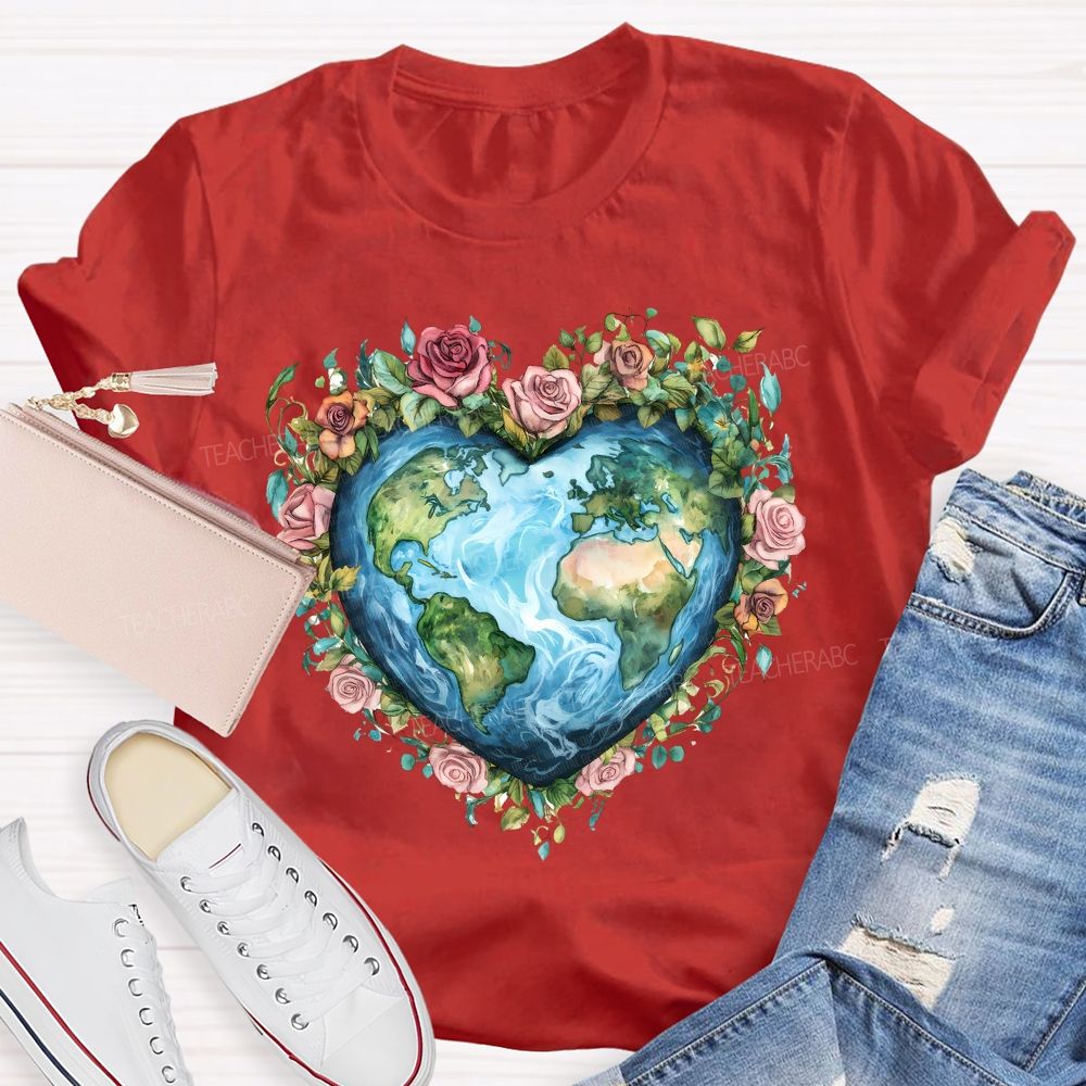 Love Earth Rose  Teacher T-shirt
