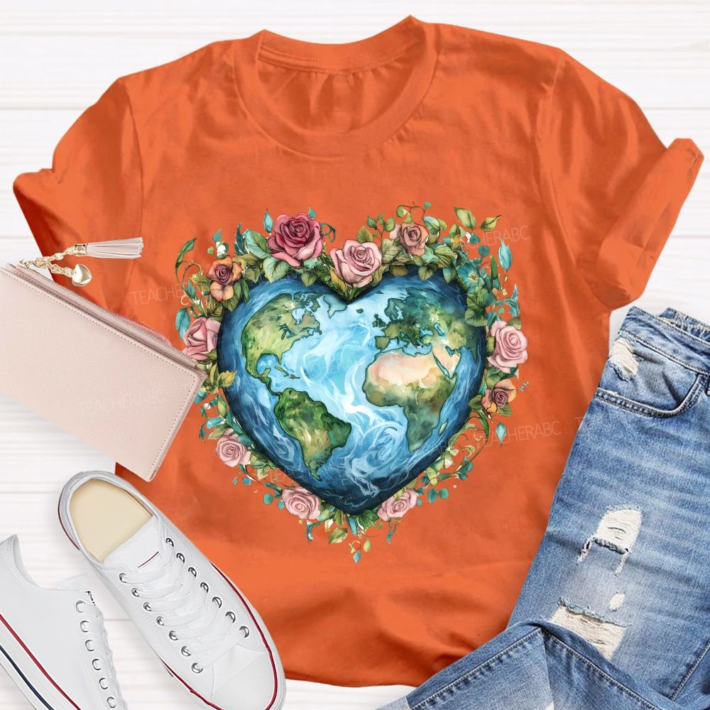 Love Earth Rose  Teacher T-shirt