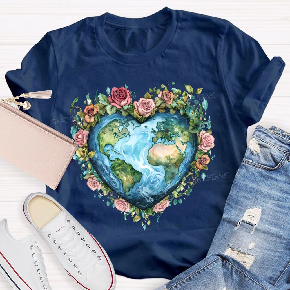 Love Earth Rose  Teacher T-shirt