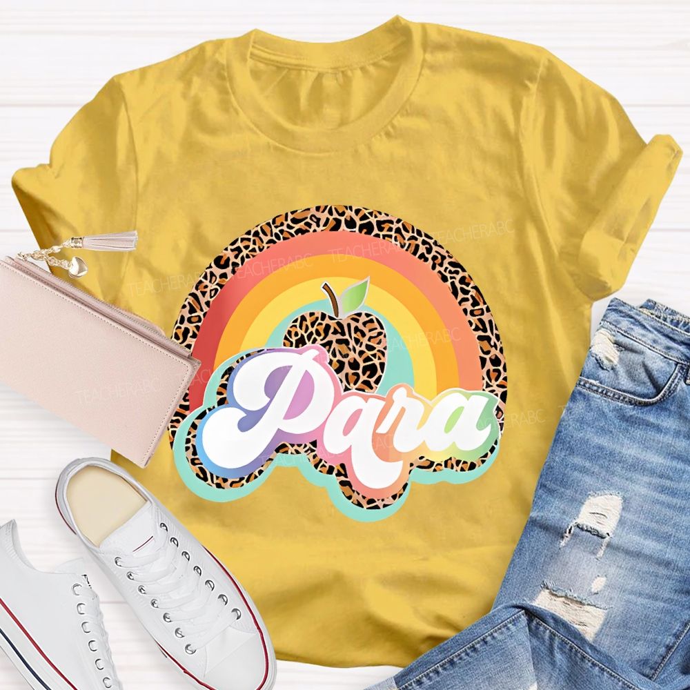 Para Leopard Print Rainbow  Teacher T-shirt