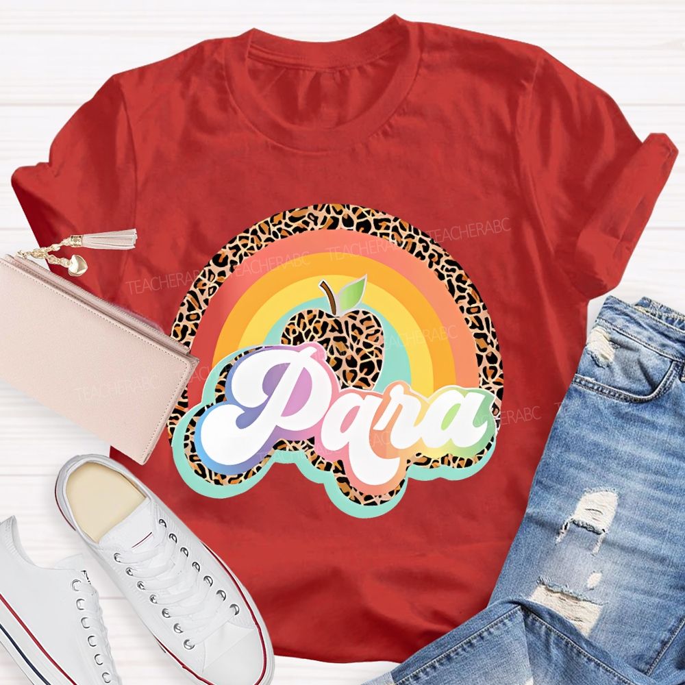 Para Leopard Print Rainbow  Teacher T-shirt