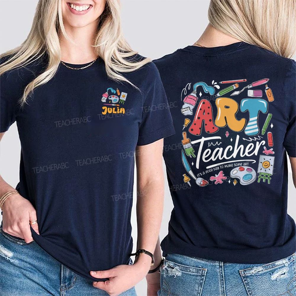 Personalized Name  It's A Good Day To Make Some Art  Pattern  Double Printed T-shirt