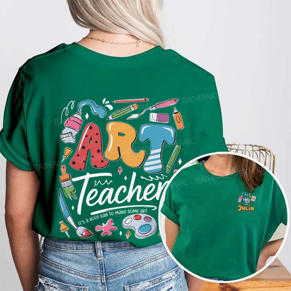 Personalized Name  It's A Good Day To Make Some Art  Pattern  Double Printed T-shirt