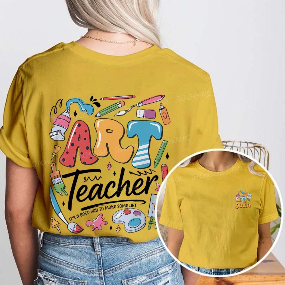 Personalized Name  It's A Good Day To Make Some Art  Pattern  Double Printed T-shirt
