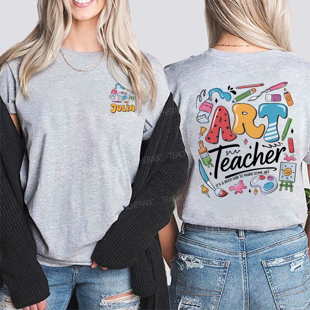 Personalized Name  It's A Good Day To Make Some Art  Pattern  Double Printed T-shirt