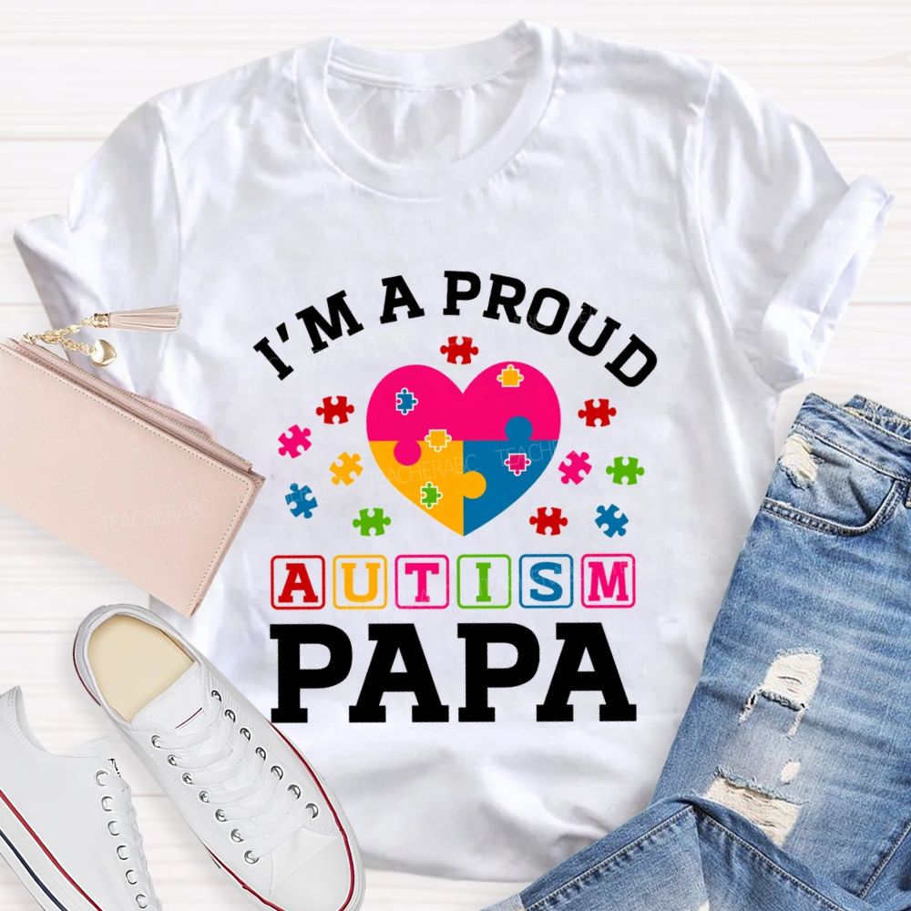 I'm A Proud Autism Para Colorful Heart Teacher T-Shirt
