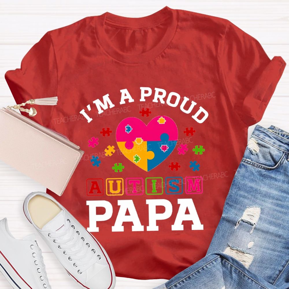 I'm A Proud Autism Para Colorful Heart Teacher T-Shirt
