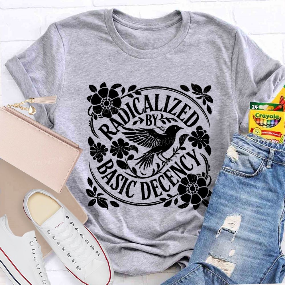 Radicalized By Basic Decency Floral Bird T-shirt