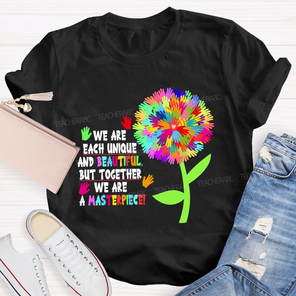 We Are Each Unique And Beautiful Colorful Dandelion Teacher T-shirt