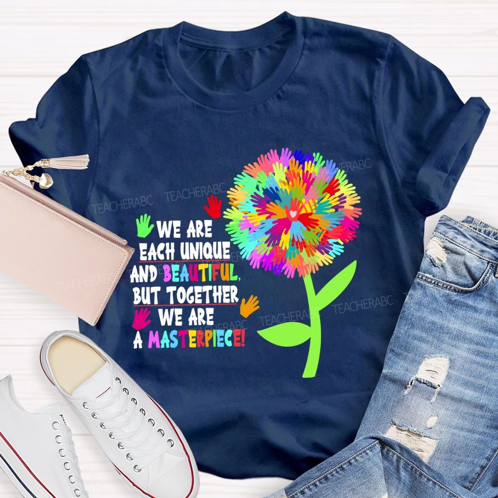 We Are Each Unique And Beautiful Colorful Dandelion Teacher T-shirt