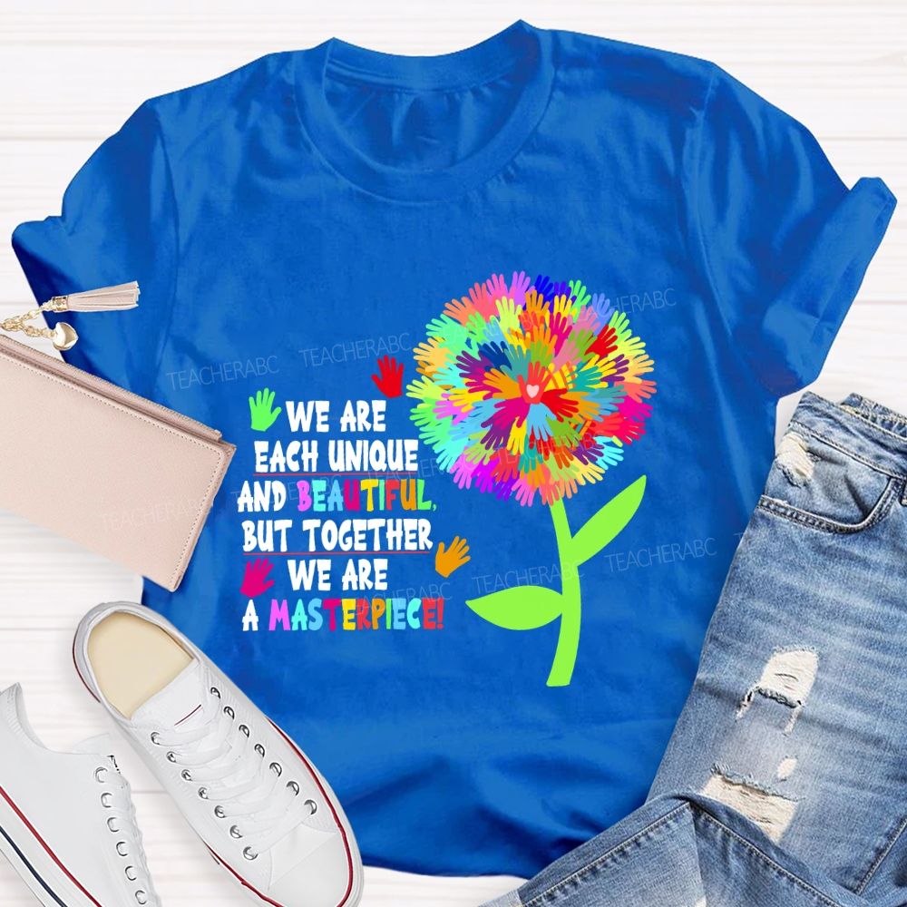 We Are Each Unique And Beautiful Colorful Dandelion Teacher T-shirt
