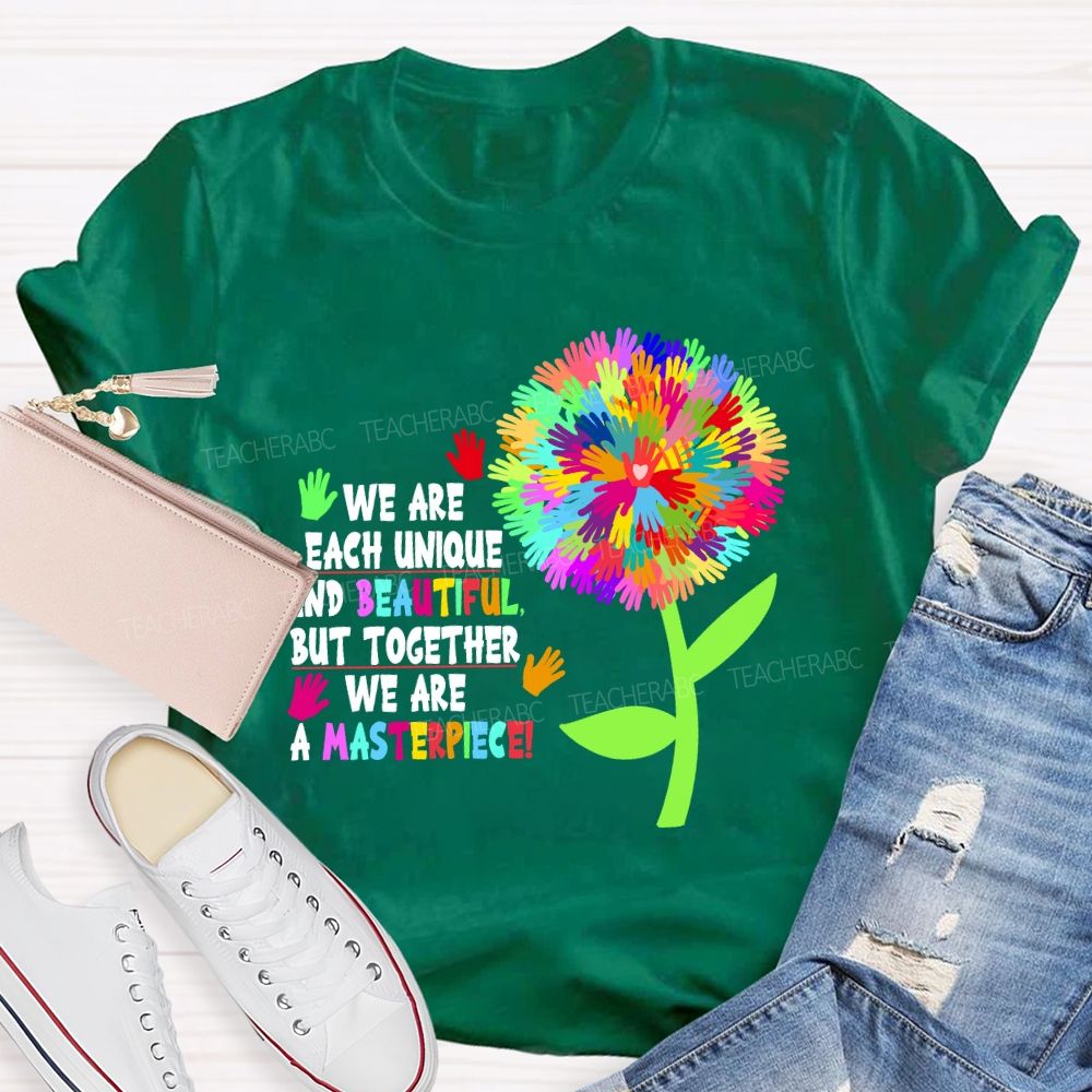 We Are Each Unique And Beautiful Colorful Dandelion Teacher T-shirt