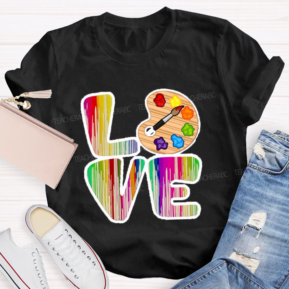 Love Art Gradient Letter Palette Teacher T-Shirt