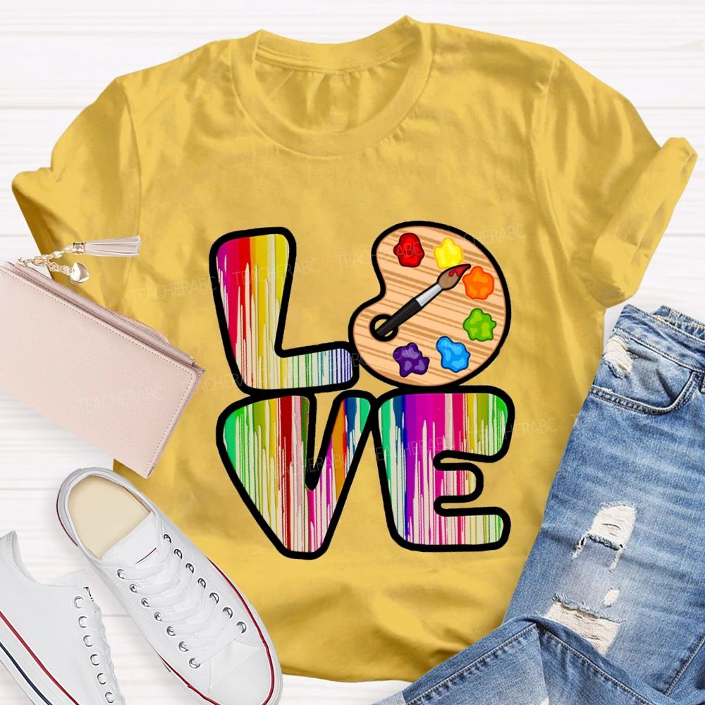 Love Art Gradient Letter Palette Teacher T-Shirt
