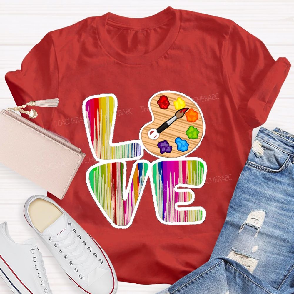Love Art Gradient Letter Palette Teacher T-Shirt