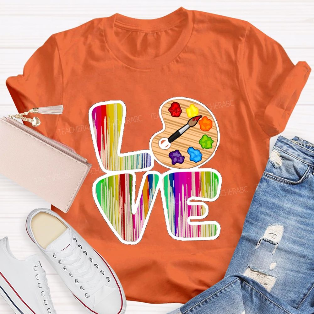 Love Art Gradient Letter Palette Teacher T-Shirt