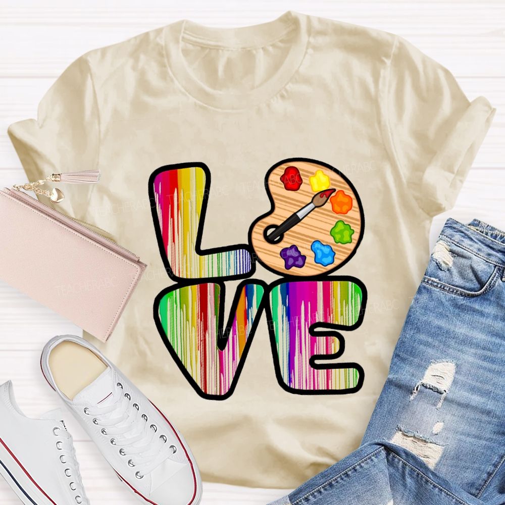 Love Art Gradient Letter Palette Teacher T-Shirt