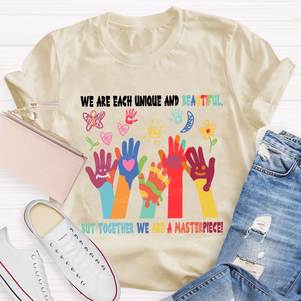 We Are Each Unique Colorful Hands Teacher T-shirt