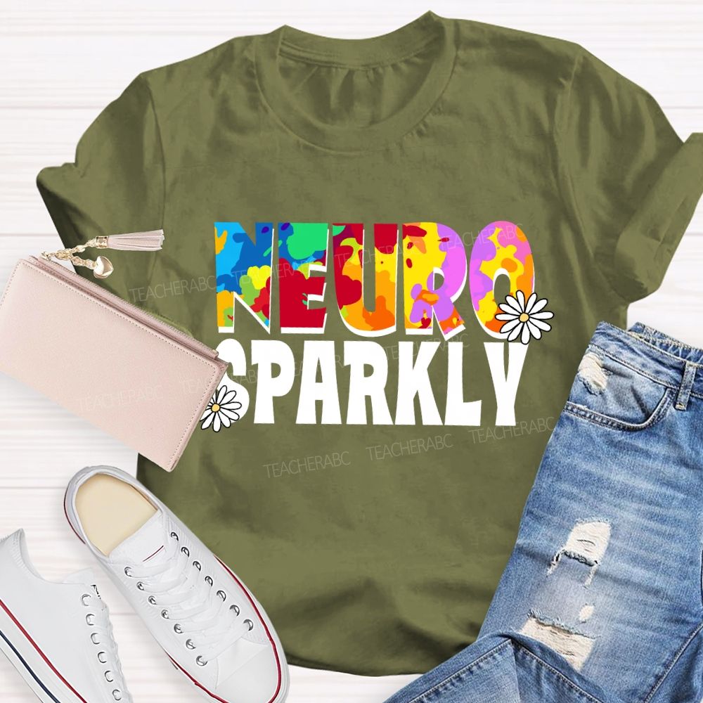 Neuro Sparkly Color Gradient Text Teacher T-shirt