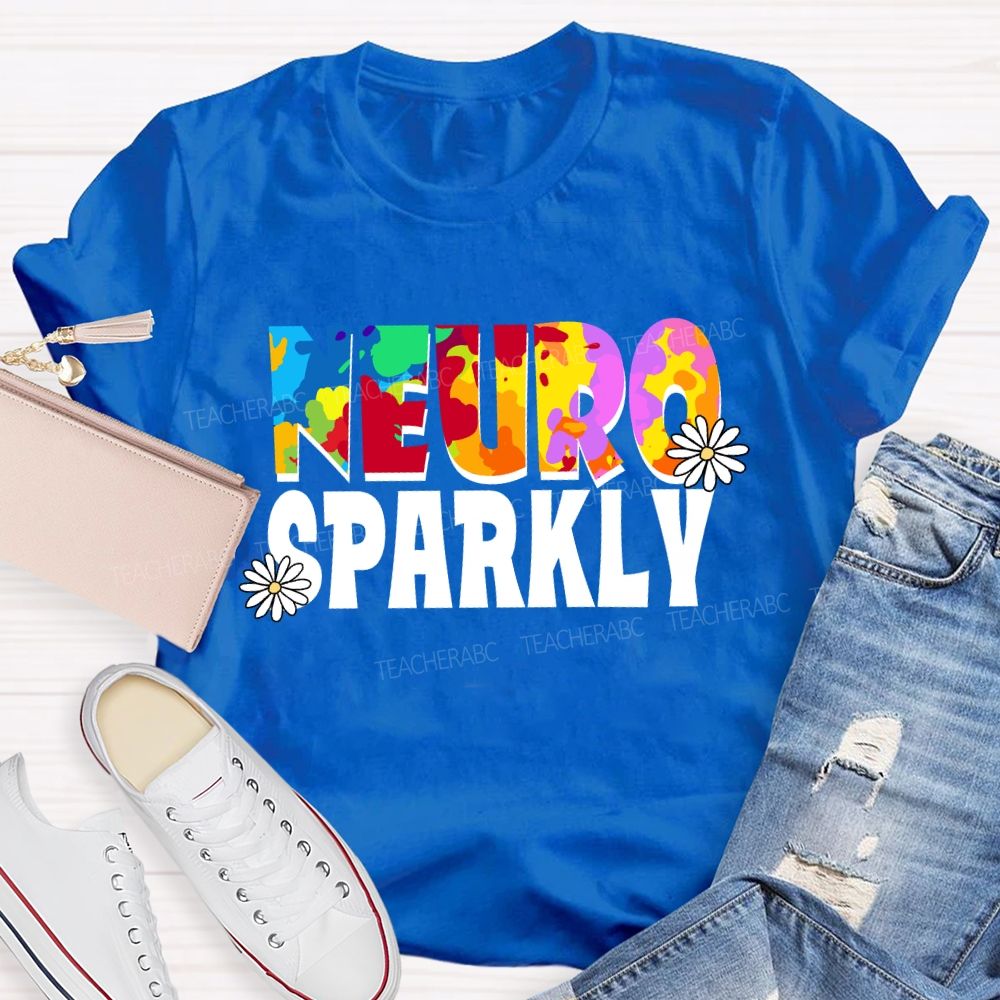 Neuro Sparkly Color Gradient Text Teacher T-shirt