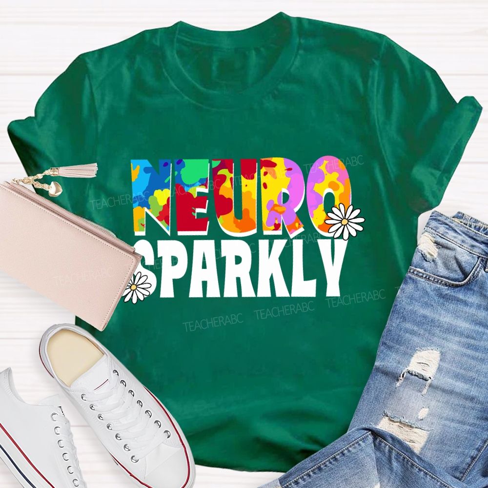 Neuro Sparkly Color Gradient Text Teacher T-shirt