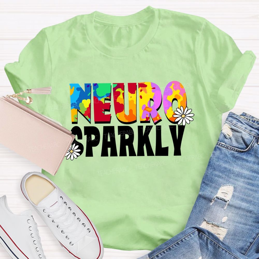 Neuro Sparkly Color Gradient Text Teacher T-shirt