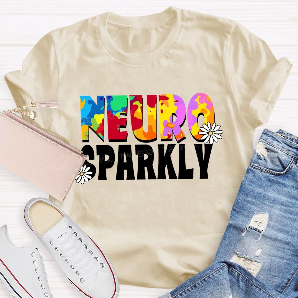 Neuro Sparkly Color Gradient Text Teacher T-shirt