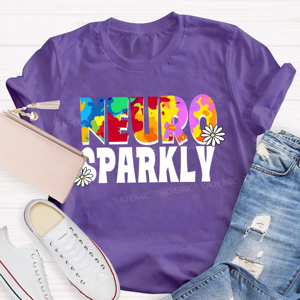 Neuro Sparkly Color Gradient Text Teacher T-shirt