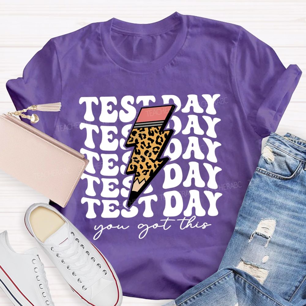 Test Day You Got This Lightning Print Teacher T-shirt