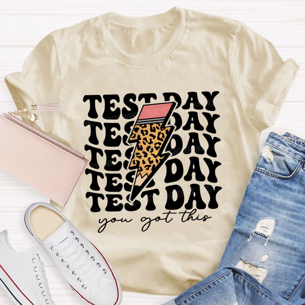Test Day You Got This Lightning Print Teacher T-shirt