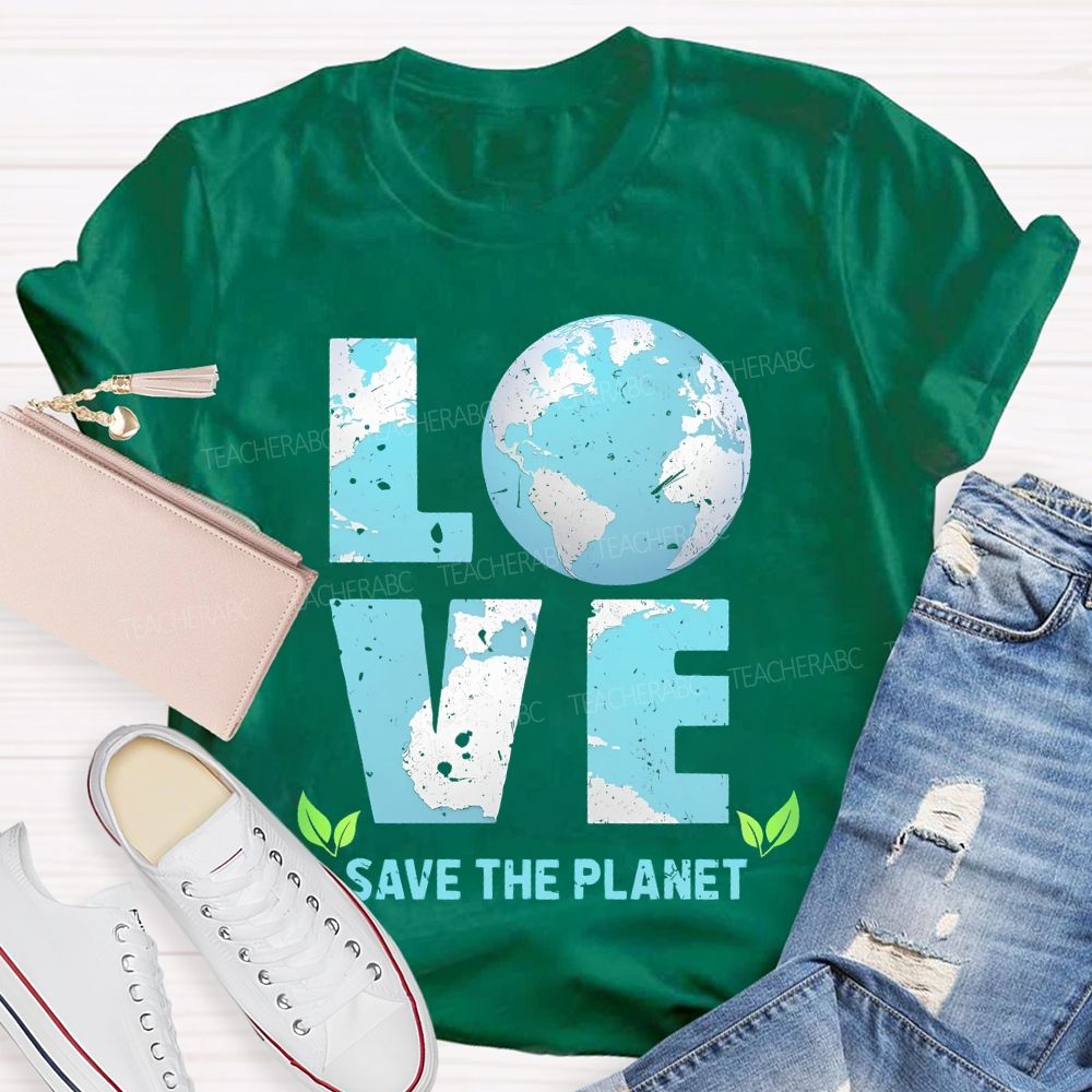 Love  Save The Planet Pattern  Teacher T-shirt