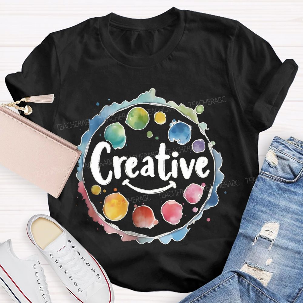 Creative Smiley Face Palette  Teacher T-shirt