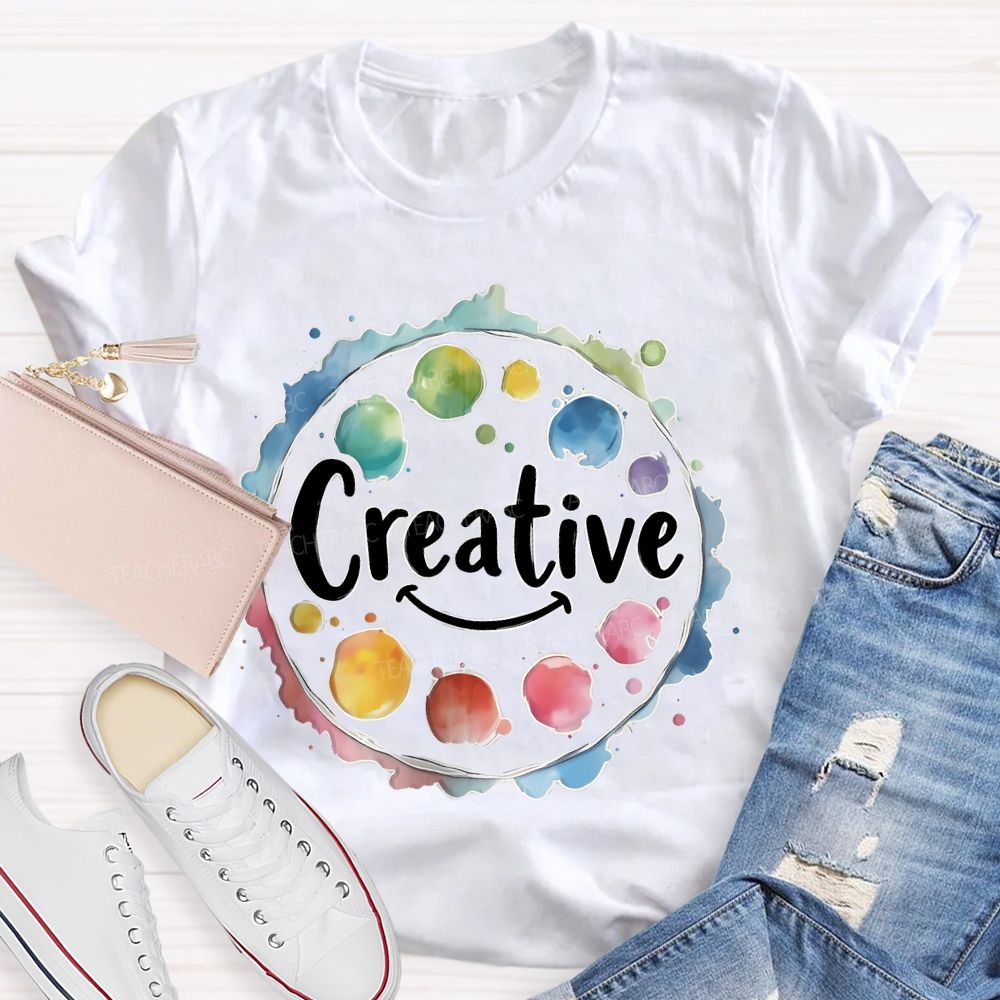 Creative Smiley Face Palette  Teacher T-shirt