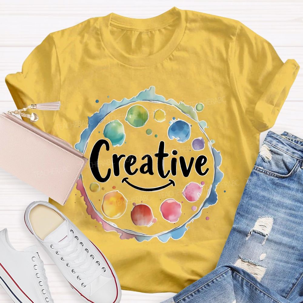 Creative Smiley Face Palette  Teacher T-shirt