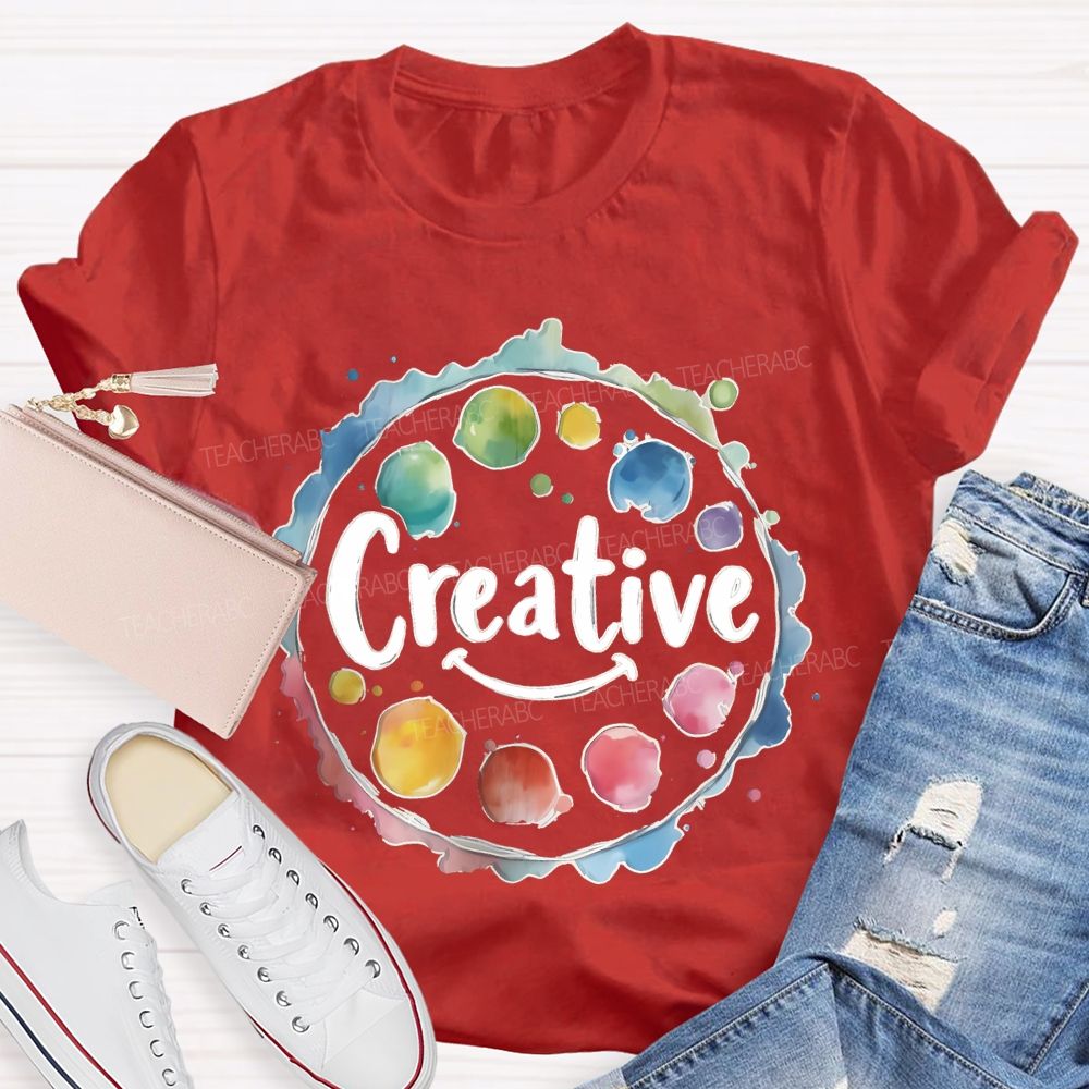 Creative Smiley Face Palette  Teacher T-shirt