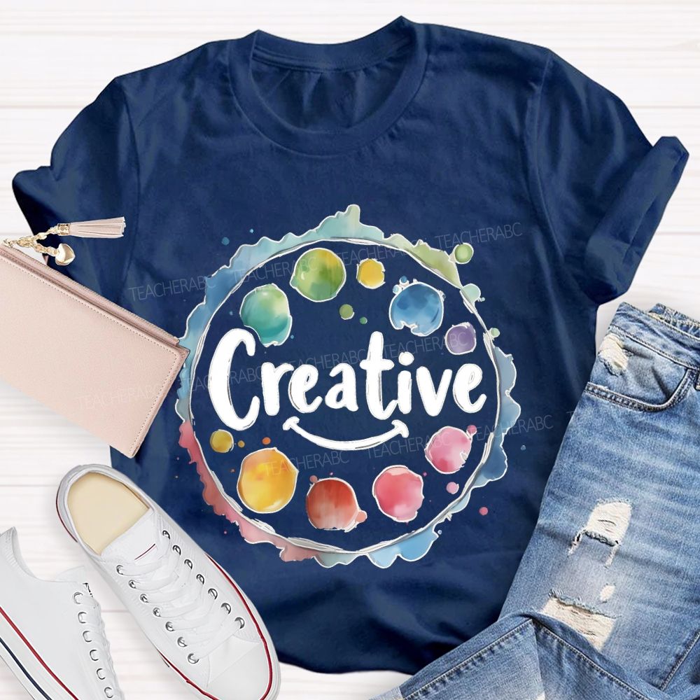 Creative Smiley Face Palette  Teacher T-shirt