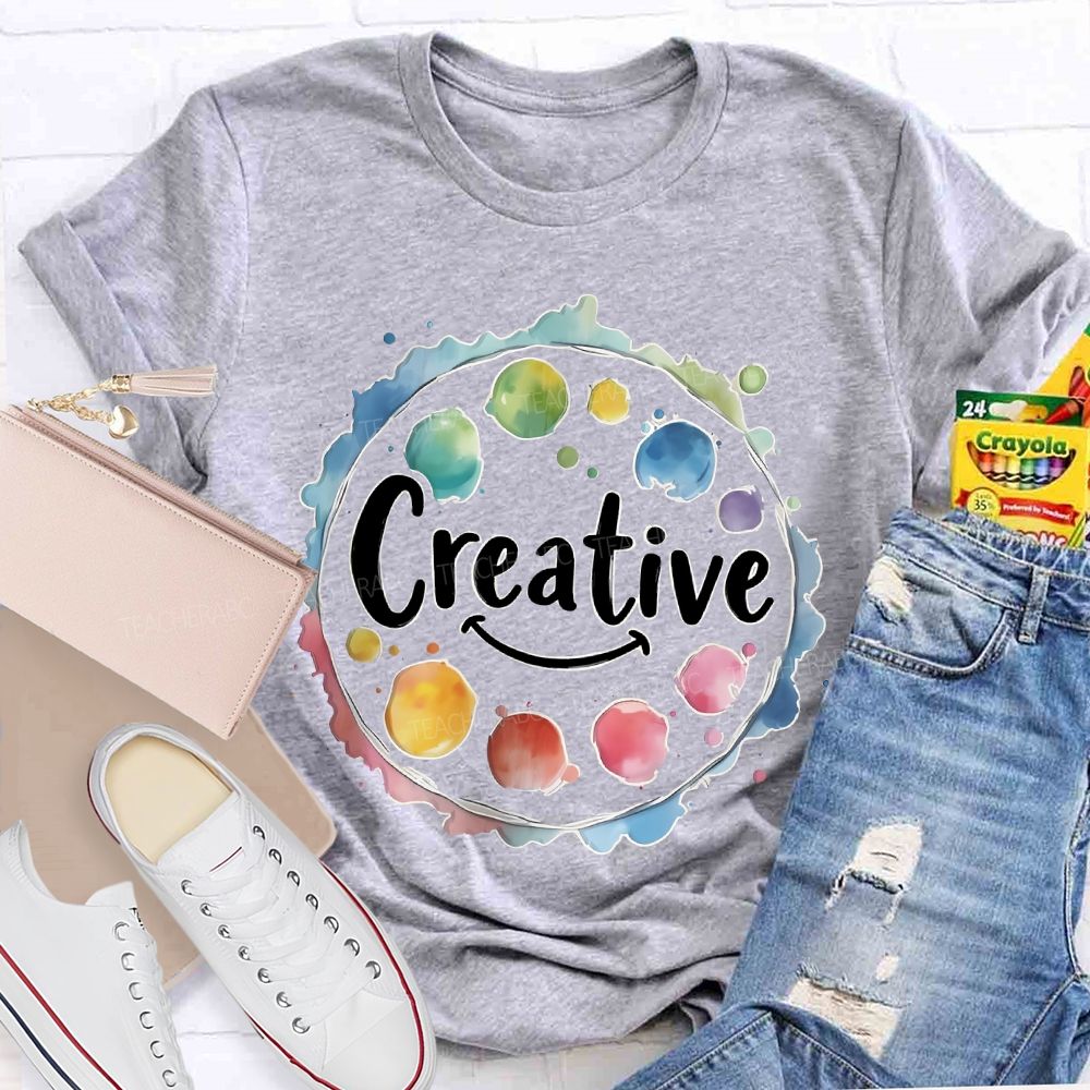 Creative Smiley Face Palette  Teacher T-shirt